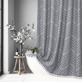 thumbnail image 1 of Zrodlmo Boho Chevron Textured Fabric Shower Curtain with Hooks, Mildew-Resistant Farmhouse Tassel Bathroom Curtain,72" x 72", Gray, 1 of 8