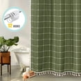 thumbnail image 1 of Zrodlmo Boho Farmhouse Shower Curtain with Hooks Rustic Cottagecore Fabric Bathroom Curtain with Tassels, 72" x 72", Green, 1 of 8
