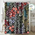 thumbnail image 1 of Zrodlmo Boho Watercolor Floral Shower Curtain with Hooks, Water-Repellent Washable Fabric Bathroom Curtain, 72" x 72", Black, 1 of 7