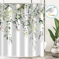 thumbnail image 1 of Zrodlmo Eucalyptus Leaves Fabric Shower Curtain, Watercolor Floral Bathroom Curtain with Hooks, 72"x 72", Green, 1 of 9