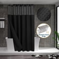thumbnail image 1 of Zrodlmo Fabric Shower Curtain with Hook Liner, Waffle Waterproof and Mildew Resistant Hotel Grade Bathroom Curtain, 72" x 72", Black, 1 of 8