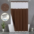 thumbnail image 1 of Zrodlmo Fabric Shower Curtain with Hook Liner, Waffle Waterproof and Mildew Resistant Hotel Grade Bathroom Curtain, 72" x 72", Chocolate, 1 of 7