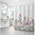 thumbnail image 1 of Zrodlmo White Floral Shower Curtain with Hooks, Water-Repellent Fabric Bathroom Curtain, 72"x 72", Red Flower, 1 of 8