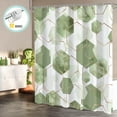 thumbnail image 1 of Zrodlmo Geometric Shower Curtain with Hooks, Modern Waterproof Fabric Bathroom Curtain, 72" x 72", sa'ge Green, 1 of 9