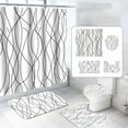 thumbnail image 1 of Zrodlmo Stripe Shower Curtain and Rug Set, 16pc Water-Repellent Washable Modern Bathroom Decor Set, 72" x 72", Gray, 1 of 8