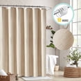 thumbnail image 1 of Zrodlmo Linen Textured Cloth Shower Curtain with hooks,Water-Repellent Washable Bathroom Curtain, 72" x 72", Khaki, 1 of 9