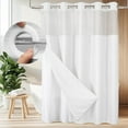 thumbnail image 1 of Zrodlmo No Hook Fabric Shower Curtain with Snap-in Liner, Waffle Waterproof and Mildew Resistant Bathroom Curtain, 72"x 74", White, 1 of 11
