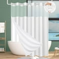 thumbnail image 1 of Zrodlmo Tufted Striped No Hook Shower Curtain, Water-Repellent Washable Boho Fabric Bathroom Curtain, 71" x 74", White, 1 of 8