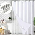thumbnail image 1 of Zrodlmo Waffle Fabric Shower Curtain and Liners Sets with Hooks, Mildew-Resistant Thick Bathroom Curtain Set, 72" x 72", White, 1 of 7