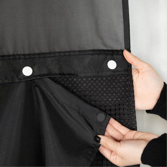 Zrodlmo Water-Repellent Fabric Snap-in Shower Curtain Liner, Machine Washable, 70"x 54", Black