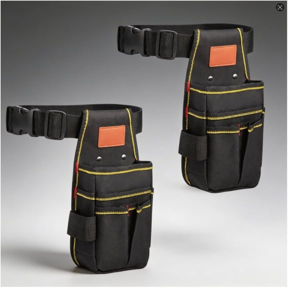 Zrova 2PCS Small Tool Pouch with Adjustable Belt, Industrial-Grade Thickened Wear-Resistant Oxford Cloth, 12-Pocket Tool Organizer for Electricians, Mechanics, Carpenters & DIY Workers