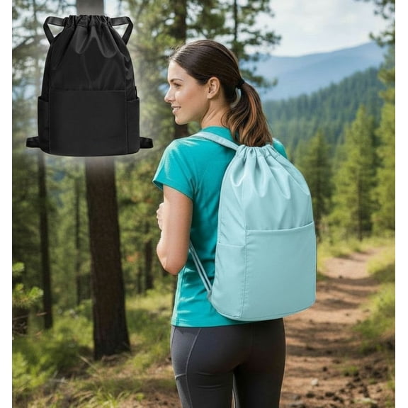 Zrova Lightweight Waterproof Drawstring Gym Sack Sports Backpack for Men Women Travel Running Outdoor