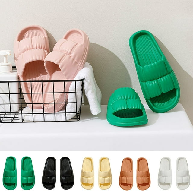 Zruodwans 1 Pair Cloud Slides for Women Pillow Slippers Soft Nonslip