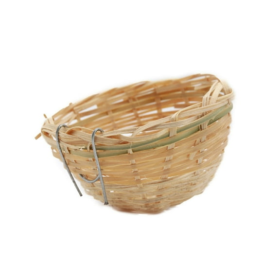 Zruodwans Bird Bamboo Nest, Handwoven Natural Bird Cage House Hatching Breeding Cave with Hook, Country-Style for Small Bird Parrot Canary Swallow Finch
