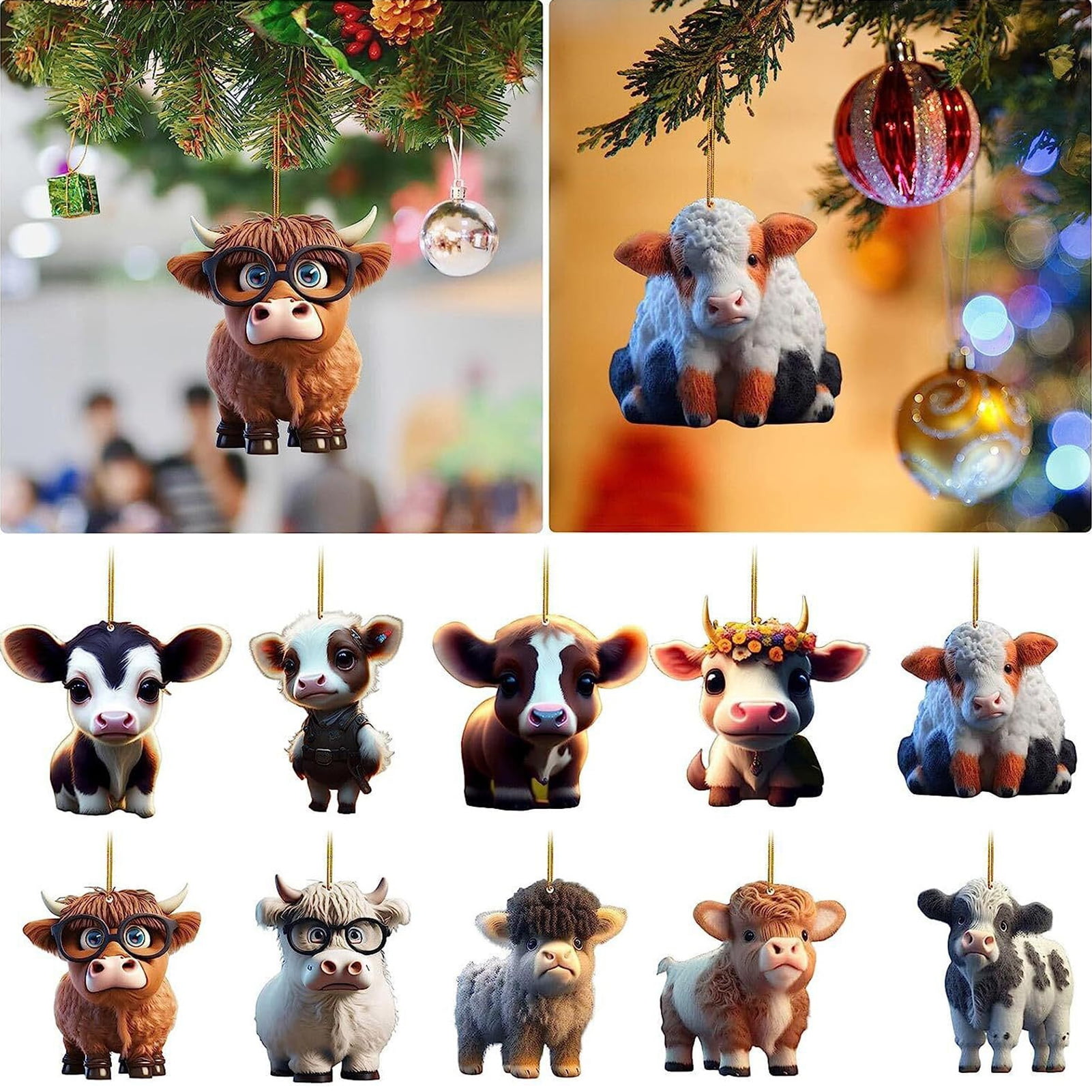 Zruodwans Car Decor Highland Cow Car Hanging Ornament Cute Car Rearview