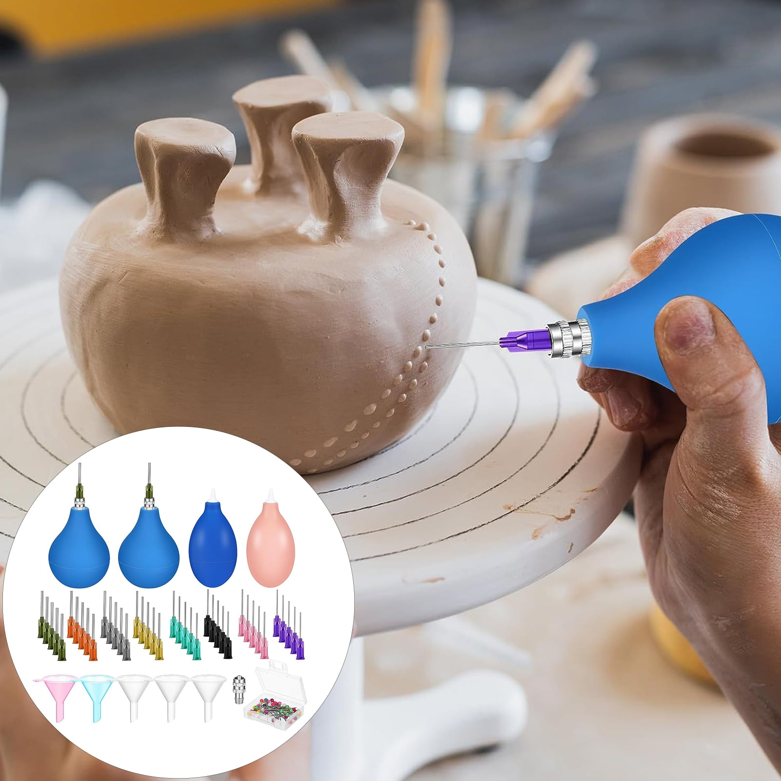 Zruodwans Fine Tip Pottery Needle Pottery Tools Set with Slip Trailer