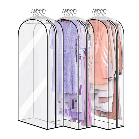 Zruodwans Gusseted All Clear Waterproof Garment Bags for Hanging Clothes Suit Bags for Storage of Coats, Dresses, and Shirts for Closet Storage Clothing Cover