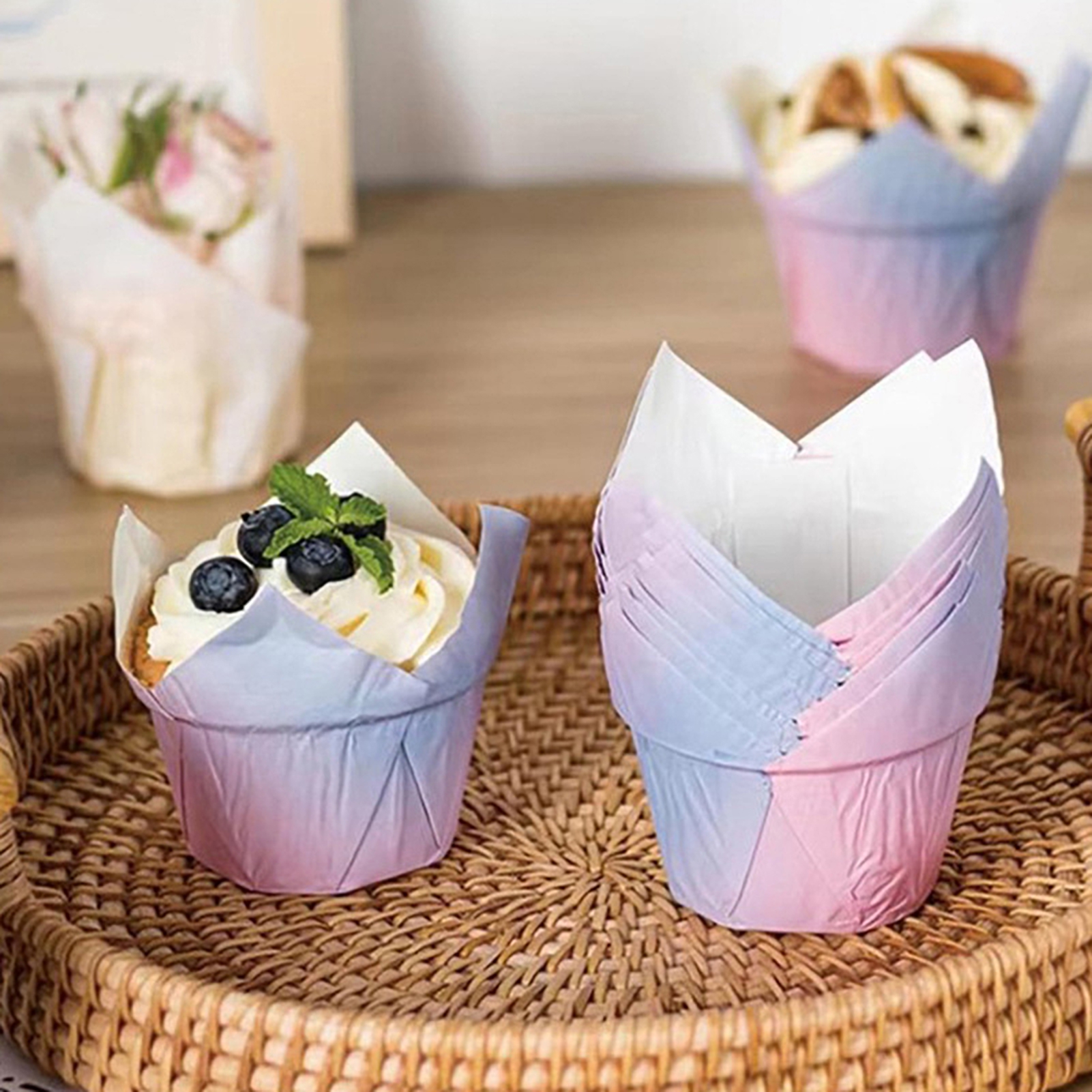 Zruodwans Muffin Cup Liners 100pcs Muffin Cup Gradient Colors Cake