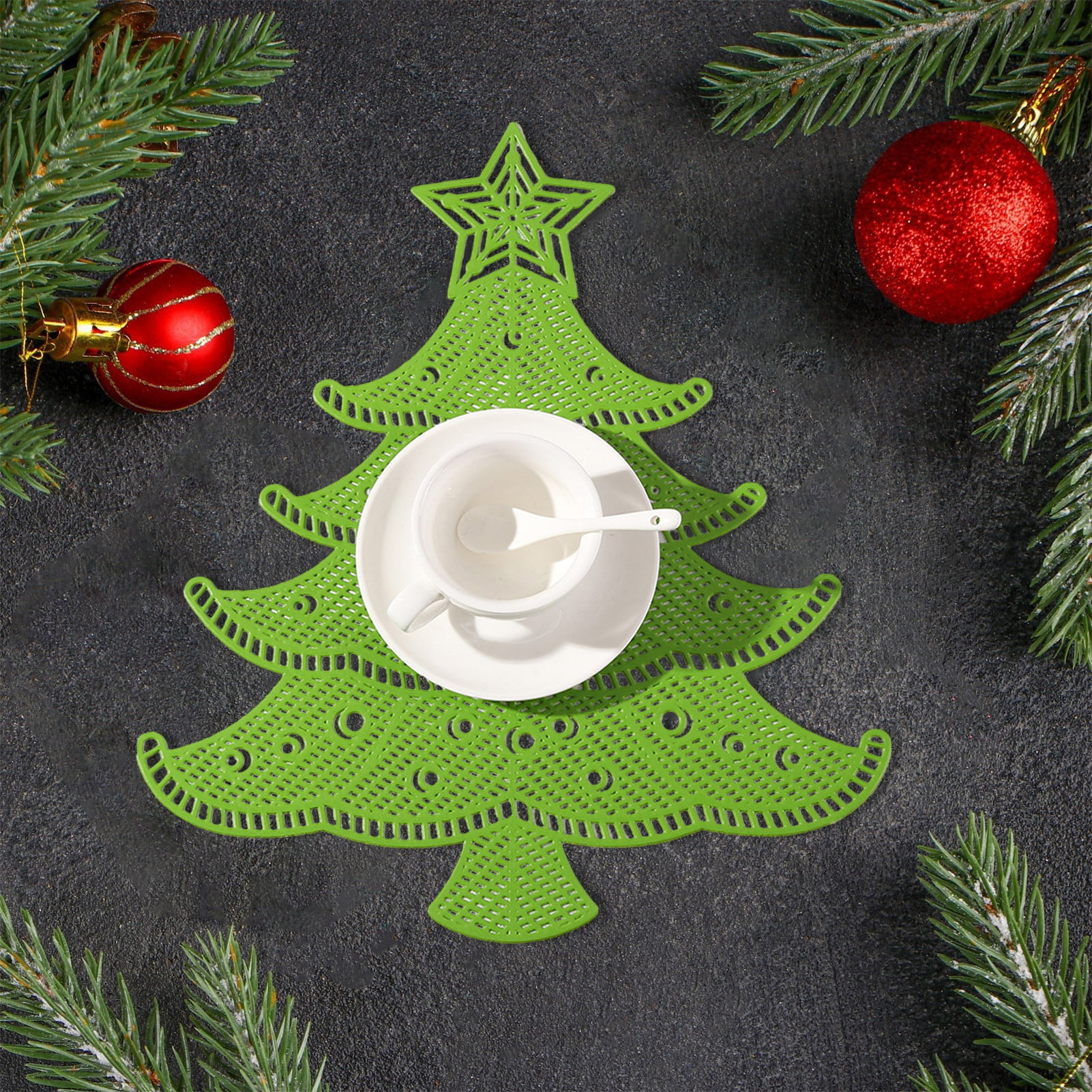 Zruodwans Placemats for Dining Table Exquisite Christmas Tree Shape