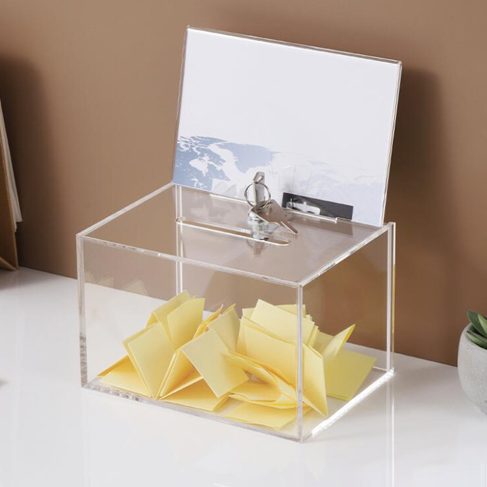 Zruodwans Transparent Donation Box Acrylic Donation Box with Lockable