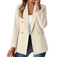 thumbnail image 1 of ZsaeSM Blazers for Women Lapel Double Breasted Classic Blazer Business Casual Long Sleeve Suit Jacket Fall Winter Open Front Jackets Beige L, 1 of 6