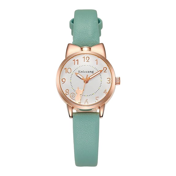 ZsaeSM Cat Ear Watches for Women Cute Sweet Bow Quartz Ladies Watches Round Shape Wristwatches