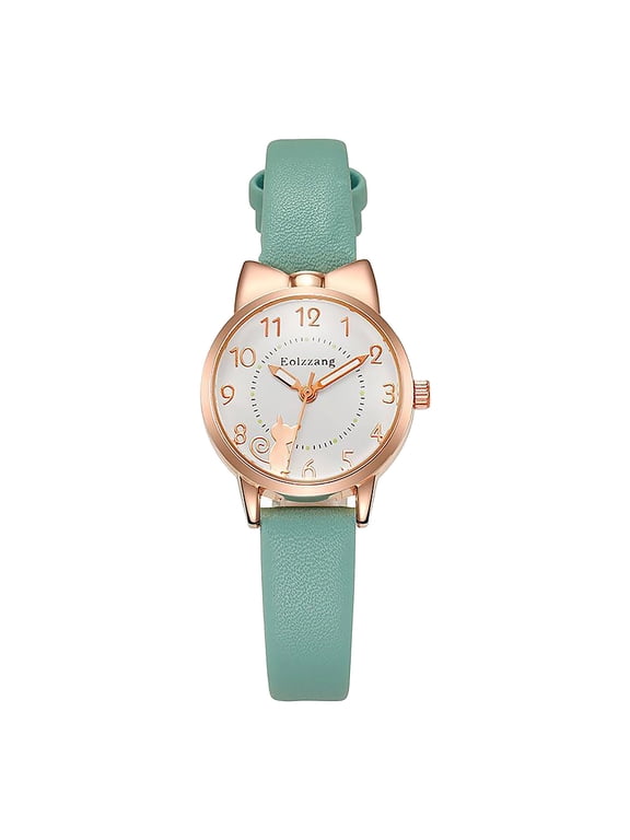 Cat Ear Watches for Women Cute Sweet Bow Quartz Ladies Watches Round Shape Wristwatches