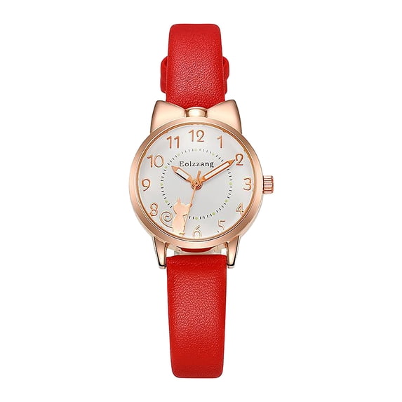 ZsaeSM Cat Ear Watches for Women Cute Sweet Bow Quartz Ladies Watches Round Shape Wristwatches