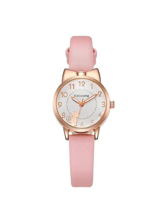 Cat Ear Watches for Women Cute Sweet Bow Quartz Ladies Watches Round Shape Wristwatches