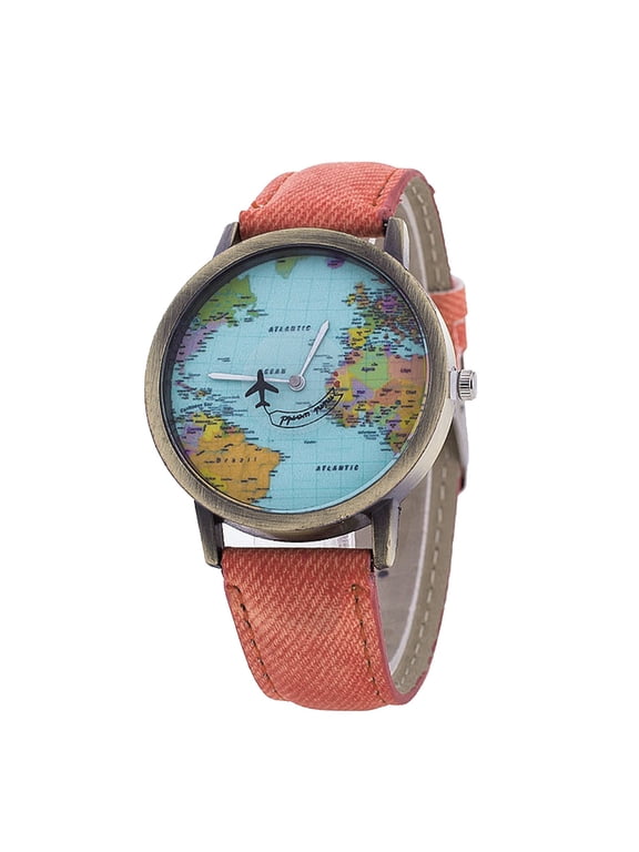 Watches for Unisex World Map Airplane Dial Quartz Watch for Travel Fashion Creative Wristwatch