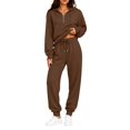thumbnail image 1 of ZsaeSM Womens 2 Piece Tracksuit Sets Half Zip Long Sleeve Hooded Sweatshirts & Drawstring Jogger Pants Casual Trendy Outfit Set Brown L, 1 of 5