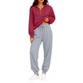 thumbnail image 1 of ZsaeSM Womens 2 Piece Tracksuit Sets Half Zip Long Sleeve Hooded Sweatshirts & Drawstring Jogger Pants Casual Trendy Outfit Set Deep Red L, 1 of 5