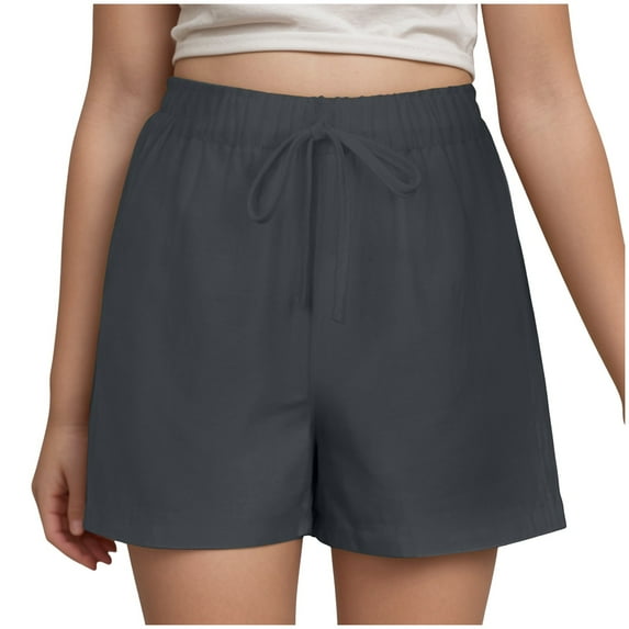 Zshosam Athletic Shorts for Girls Girls School Uniform Sensory-Friendly Pull-On Short Soft Fabric with Elastic Waist & Drawstring Flattened Seams Size 13T 14T,(Grey 13-14 Years)