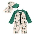 thumbnail image 1 of Zshosam Baby Bathing Suit Girl with Hat Toddler Baby Swimsuit Girl Long Sleeve One Piece Rash Guard Zipper Swimwear Bathing Suit UPF 50+ Sun Protection Size 12 18 Months,(Green 12-18 Months), 1 of 9