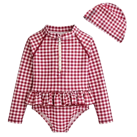 Zshosam Baby Bathing Suit Girl Uv Protection Baby Girls UPF 50+ Sun Protection Long Sleeve One Piece Rash Guard Swimsuit Size 18 24 Months,(Purple 18-24 Months)