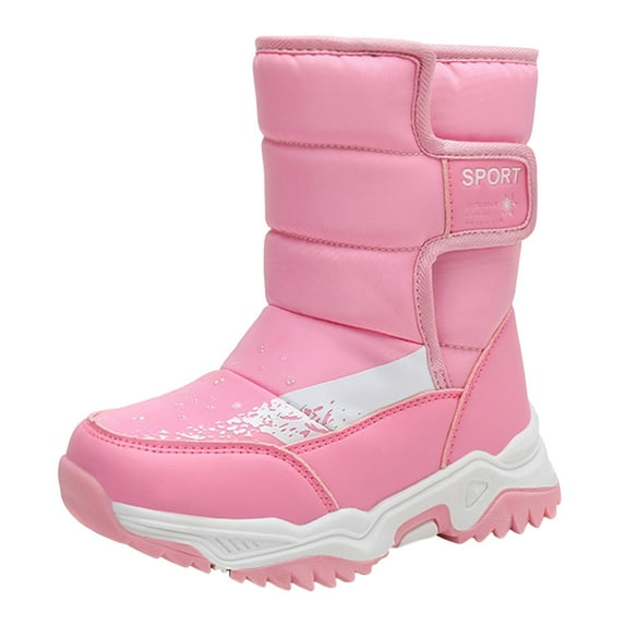Zshosam Baby Boots Kids' Hiking Work Boots for Boys Girls, Waterproof Outdoor Ankle Boots with Hook and Loop Size 12,(Pink Little Kids 12)