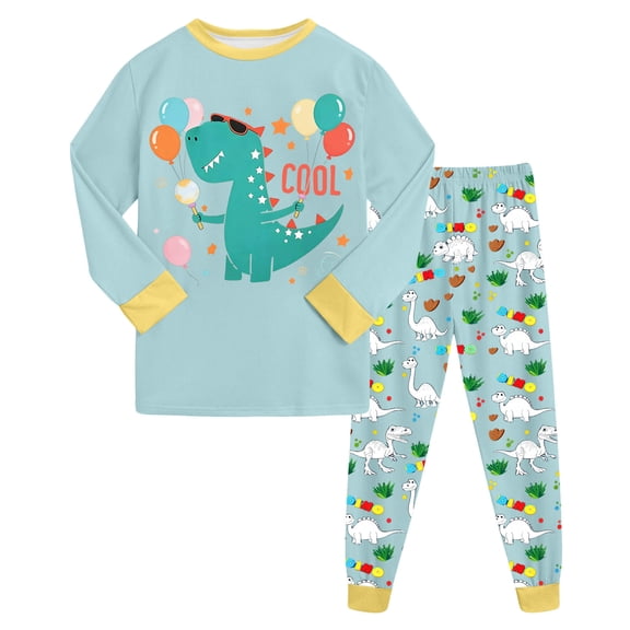 Zshosam Baby Boy 2 Piece Pajamas Classic Pajamas Sets Cute Long Sleeve Pants Set for Night Wears Size 3T 4T,(Light Blue 3-4 Years)