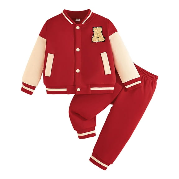 Zshosam Baby Boy Clothes Neutral Toddler Baby Boy Outfit Sweatshirt and Pants Set 2Pc Fall Clothes,Red 12-18 Months