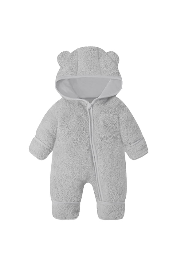 Baby Boy Clothes Newborn Baby Boy Winter Fleece Snowsuit Jacket Toddler Girl Jumpsuit Warm Snow Suit Coat Size 9 12 Months,(Grey 9-12 Months)