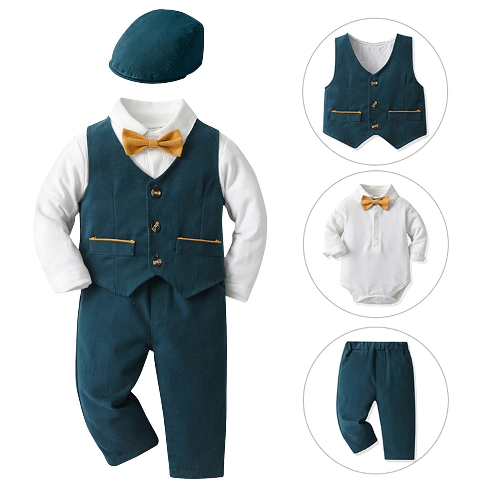 Kid Baby Boy Gentleman Suit Long Sleeve Plaid 3 Pcs Sets main image 1