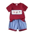 thumbnail image 1 of Zshosam Baby Boy Clothes Summer Newborn Toddler Boys' Short Set - 2 Piece Short Sleeve Button Down Shirt and Matching Shorts Size 12 18 Months,(Red 12-18 Months), 1 of 9