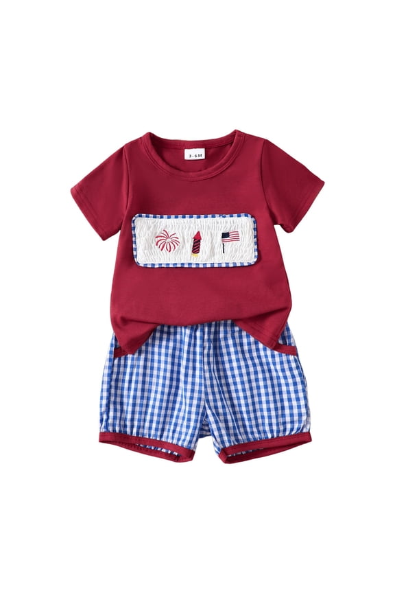 Baby Boy Clothes Summer Newborn Toddler Boys' Short Set - 2 Piece Short Sleeve Button Down Shirt and Matching Shorts Size 12 18 Months,(Red 12-18 Months)