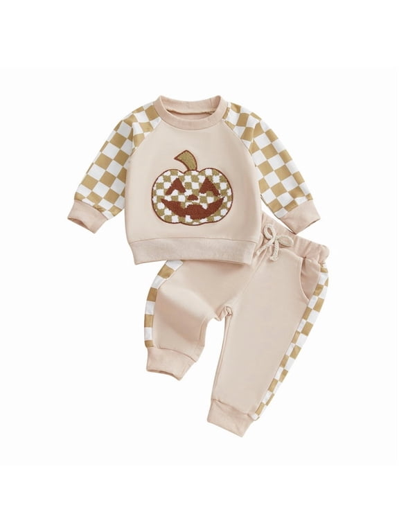 Baby Boy Clothes Winter Sets Toddler Baby Boy Fall Clothes Long Sleeve Print Sweatshirt Pants Set Cute Winter Outfits,Beige 3-6 Months