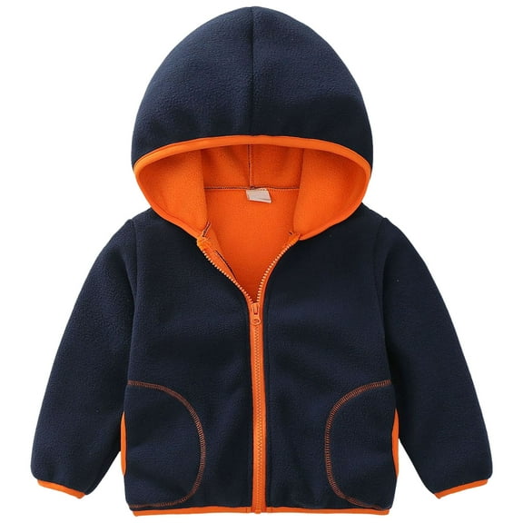 Zshosam Baby Boy Jackets Girls Fleece Jacket Kids Full Zip Lightweight Fall Winter Coat Outerwear with Pockets Size 5T 6T,(Orange 5-6 Years)