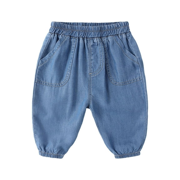 Zshosam Baby Boy Jeans Boys Cargo Baggy Pants Elastic Waist Wide Leg Jeans Casual Pants Size 3T 4T,(Blue 3-4 Years)