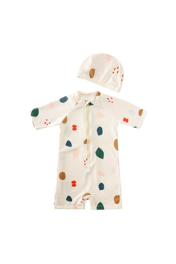 Baby Boy One Piece Rashguard Swimsuit Kid Swimming Swimsuit Boy One Piece Short Suit Swimwear Size 12 21 Months,(Beige 12-21 Months)
