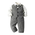 thumbnail image 1 of Zshosam Baby Boy Outfit Baby Formal Outfit Boy Infant Clothes Toddler Gentleman Wedding Suit, Dress Shirt + Vest + Bow Tie + Pants Set Size 3 6 Months,(Grey 3-6 Months), 1 of 5