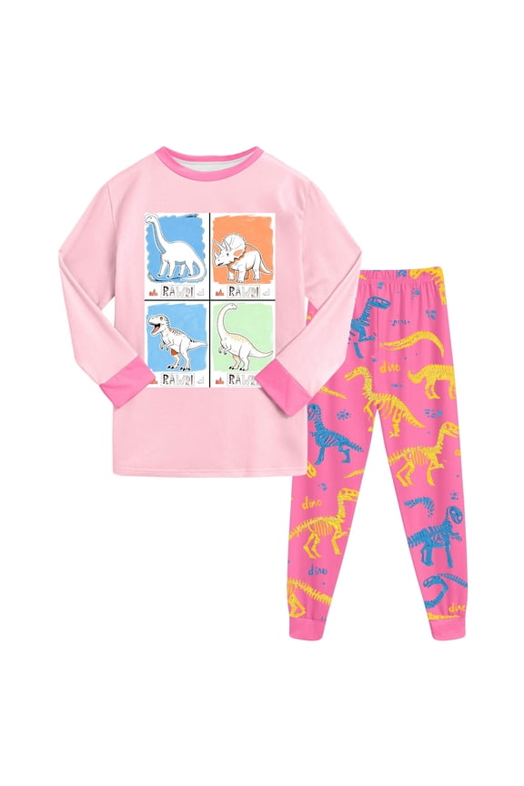 Baby Boy Pajamas 2-Piece Cozy Pajamas For Little/Big Boys Long Sleeves Soft PJs Set Kid Size 5T 6T,(Light Pink 5-6 Years)