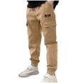 thumbnail image 1 of Zshosam Baby Boy Pants Boys Cargo Pants, Multi-pocket Casual Relaxed Fit Elastic Bottom Jogger Pants Size 5T 6T,(Beige 5-6 Years), 1 of 6