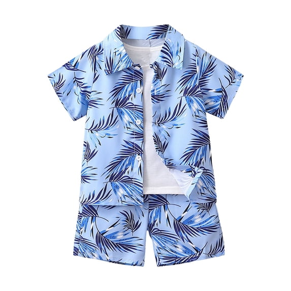 Zshosam Baby Boy Shorts Set 2 Pcs Toddler Short Sleeve Outfit Set Soft Breathable Shirt and Shorts for Summer Clothes Size 18 24 Months,(Sky Blue 18-24 Months)